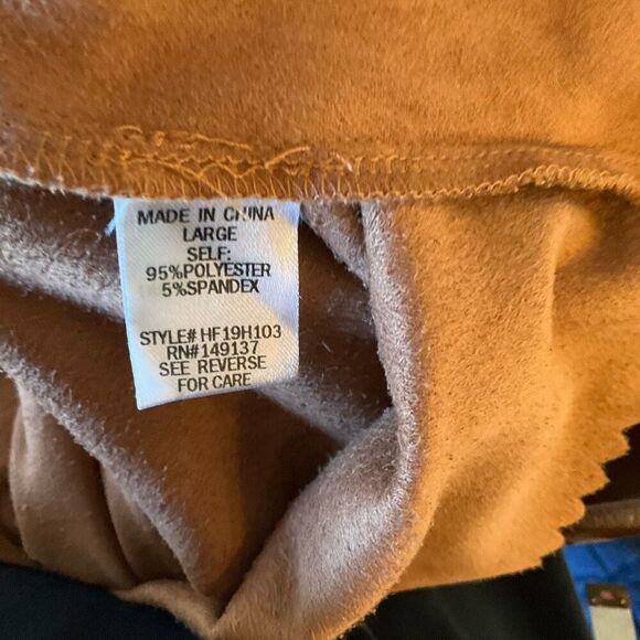 HYFVE Scalloped Hem Mini Dress, Large. Faux Brown Suede. Microfiber. Pretty - Picture 11 of 14